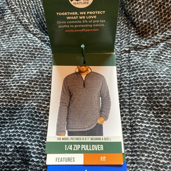 NWT Orvis Grey Brighton 1/4 Pullover: Size Large - Picture 11 of 12